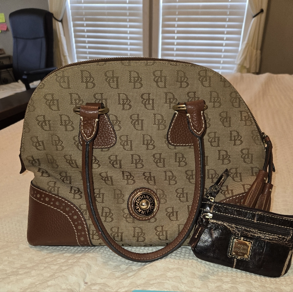 Dooney & Bourke Tan and Brown Shoulder Bag
